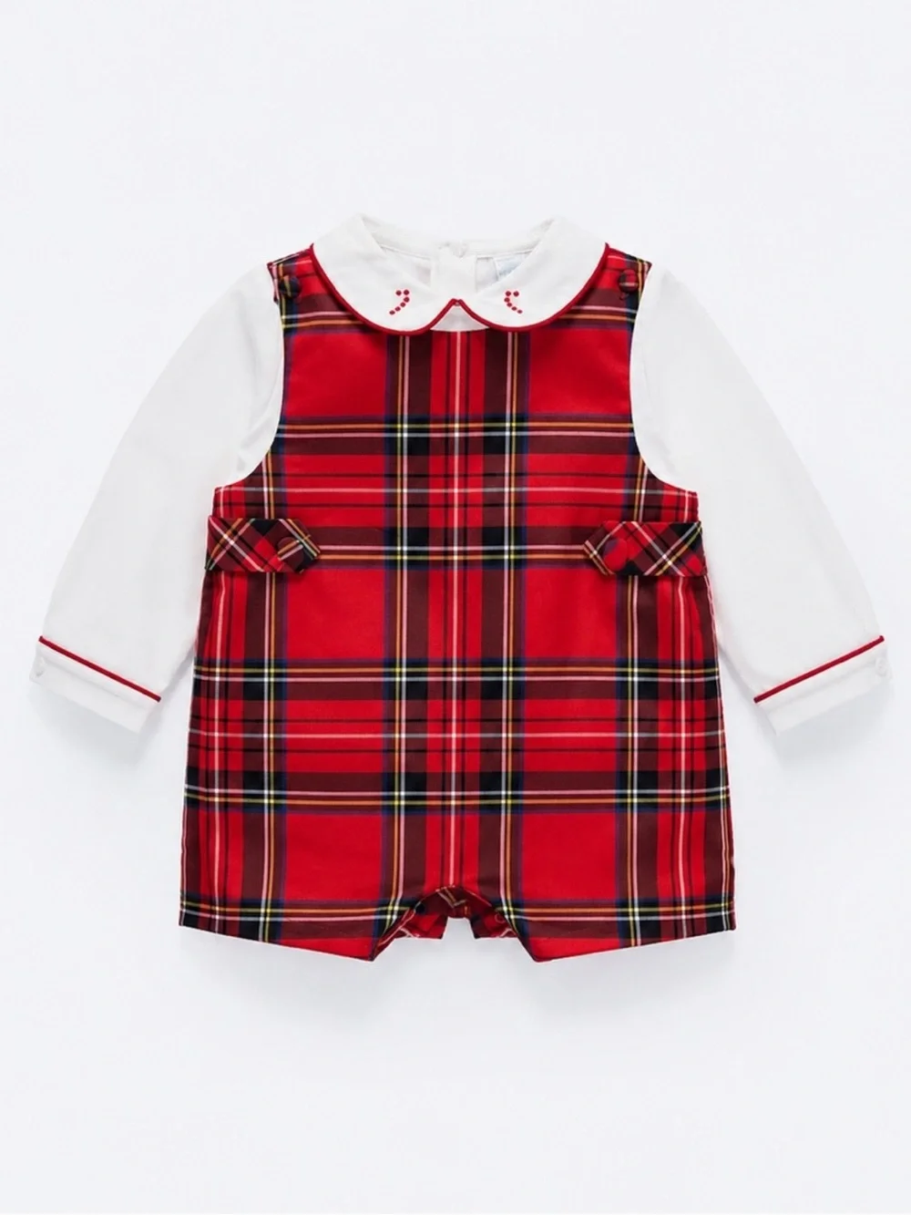NWT Edgehill Collection x The Broke Brooke Red Tartan Plaid Jon Jon Romper 12M